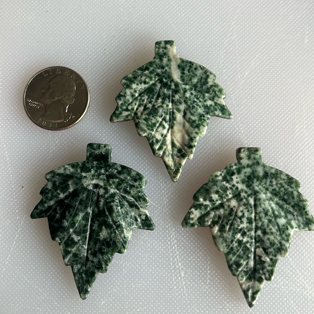 Natural Russian Amazonite forestGreen 3 Leaves